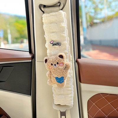 Seat belt shoulder pad for All Seasons, Anti-Neck Strangulation - shoulder-bag-brown-bear-puff-shoulder-pads-30cm-single