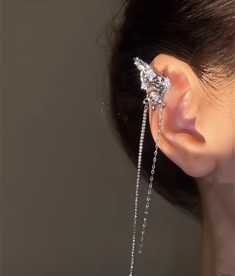 Butterfly Tassel Light Luxury Zirconium Unilateral Wing Ear Clip 3 undefined
