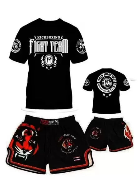 Free Boxing Muay Thai High Spring Quick-drying Tight T-shirt Fighting Shorts Running Training suit Fighting Boxing