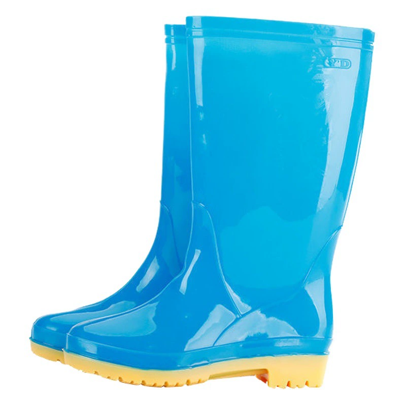 Низкий каблуки моды длинные сапоги дождя женские нескользящие высокие водяные туфли на кухне ПВХ женские сапоги дождя высокая помощь женские мягкие резиновые туфли