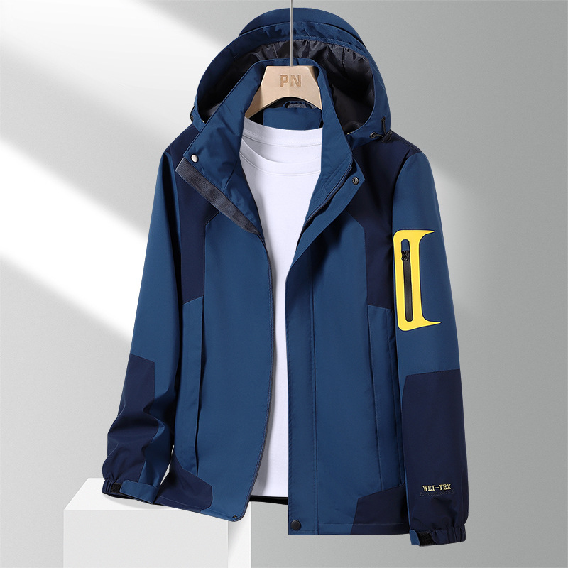 Spring and Autumn Thin Couple Single-Layer Jacket Men's Windproof Waterproof Removable Hooded Jacket Women's Group Clothes Printed Logo