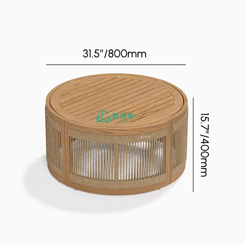 Mesa de café redonda de 80 * 80 * 40 cm (teca importada)