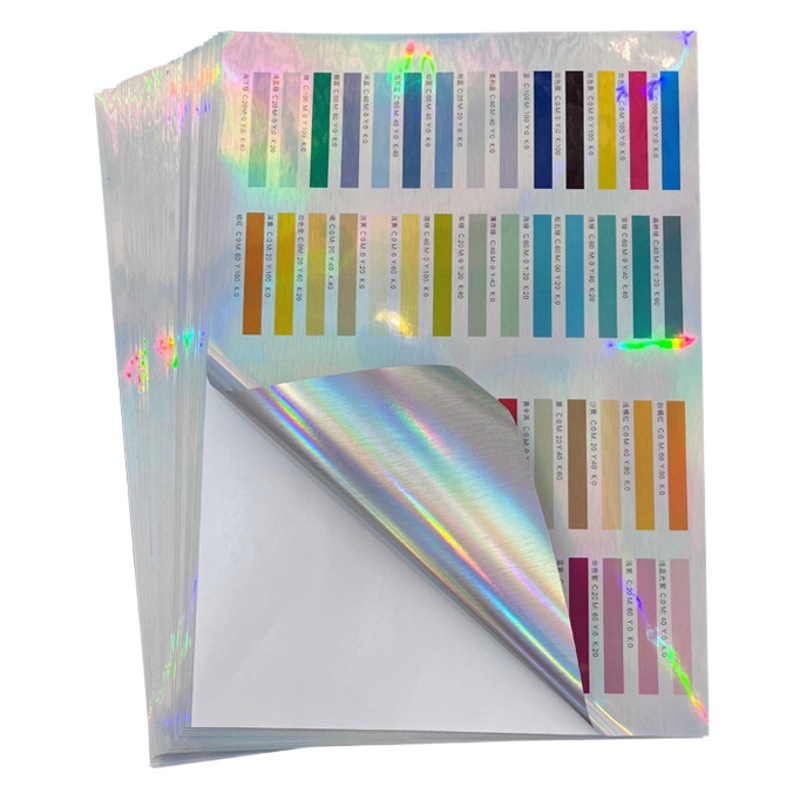 Etiquetas adhesivas láser personalizadas, pegatinas de sellado de vinilo holográfico plateado liso para inyección de tinta, papel impreso personalizado