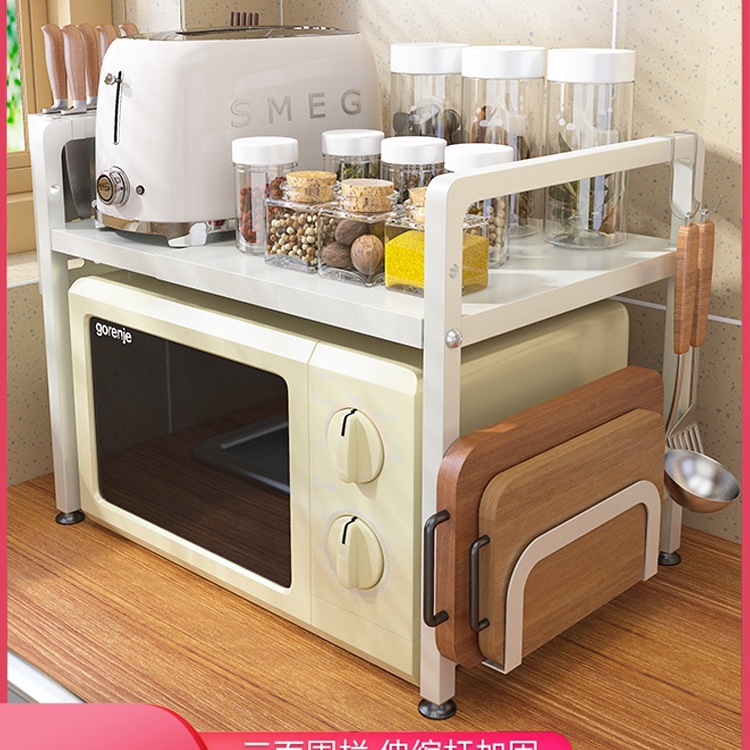 개폐식 주방 선반 전자 레인지 선반 가정용 더블 레이어 조리대 데스크탑 밥솥 스탠드 보관