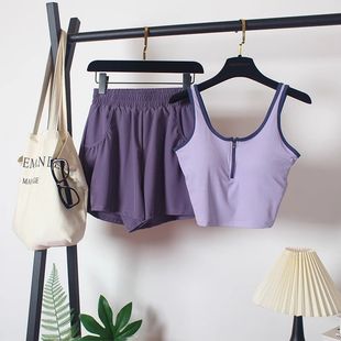 Sports Bra Set Women's Yoga Wear High-Waisted Mid-Pants Fitness Running Shock-Absorbing All-In-One Vest Spaghetti Strap Bra