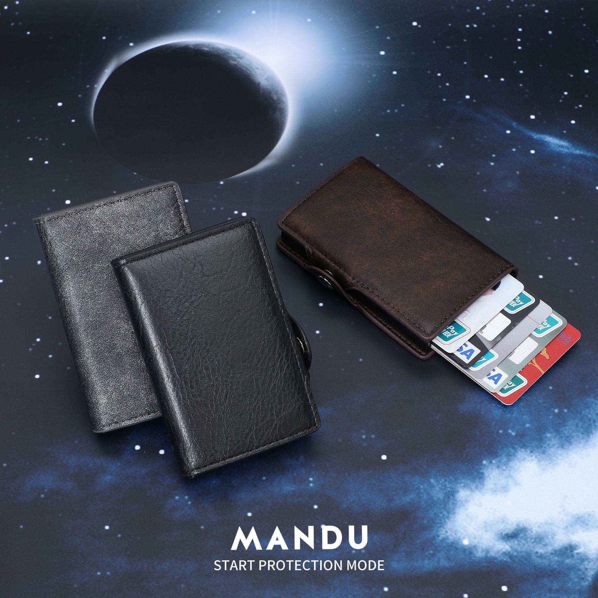 MANDU comercio exterior venta caliente Amazon RFID tarjeta de posición de tarjeta múltiple clip de dinero de cepillo antirrobo paquete de tarjeta de aleación de aluminio sentido avanzado