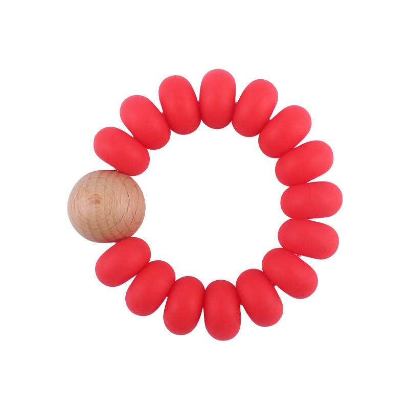 Nuevo bebé suministros granos planos espaciador creativo bebé silicona mordedura haya molar pulsera mordedor juguete