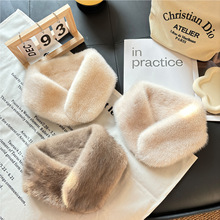 水貂毛围巾韩版秋冬新款保暖双面毛绒吸扣围巾护颈貂皮毛领子女