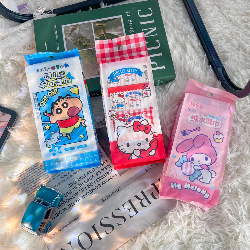Cartoon Series Hand and Mouth Wipes, High-Quality Sanrio Multi-Purpose Cotton Soft Wipes, Portable Cleaning Wet Wipes Cartoon Series Hand and Mouth Wipes, High-Quality Sanrio Multi-Purpose Cotton Soft Wipes, Portable Cleaning Wet Wipes