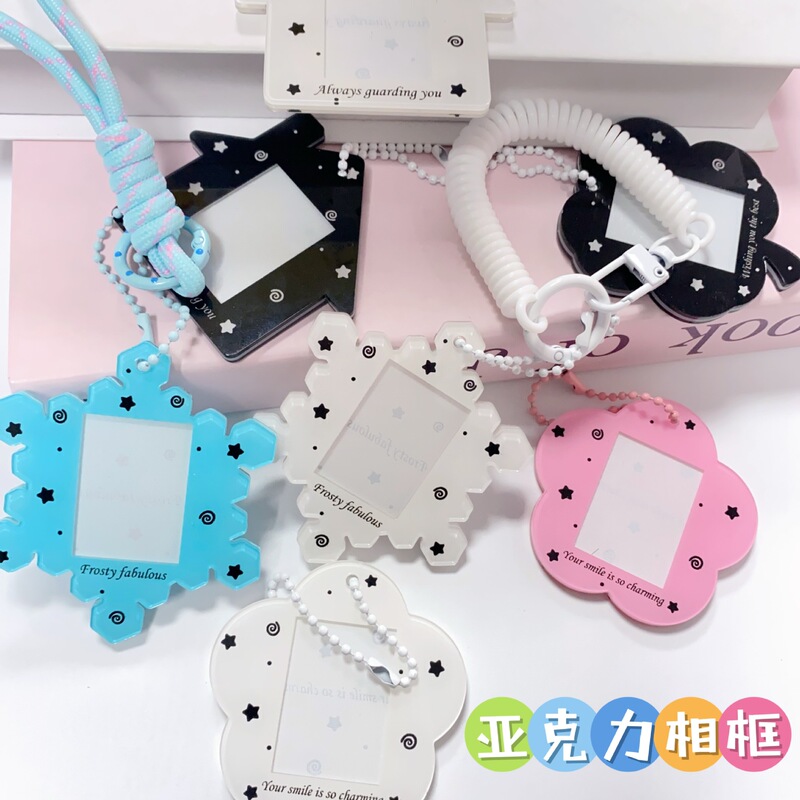 Factory Direct Sale Ins Cute Star 1.0inch Acrylic Card Holder Id Photo Fan Small Card Photo Storage Pendant