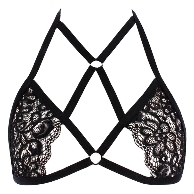 Foreign trade Europe and the United States sexy lingerie three-point lace strap hanging neck sexy bra wholesale 1600