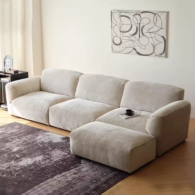 Sofá retrógrado francés, sala de estar, estilo medieval, sofá de tela ajustable en línea recta