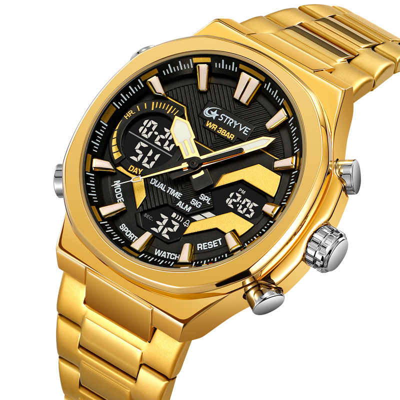 STRYVE hombre reloj deportivo resistente al agua reloj electrónico de cuarzo hombre reloj de pulsera de acero inoxidable reloj electrónico 8033