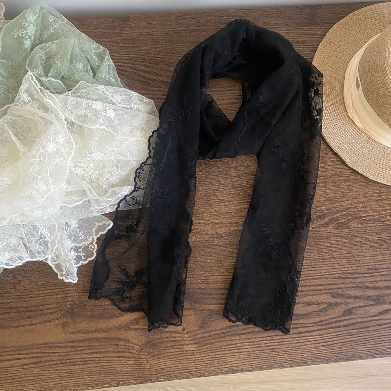 Buñuelo de bordado de encaje de color sólido de mujer decoración multifuncional buñuelo largo buñuelo de seda artístico coreano