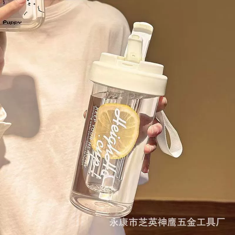 Летняя чашка для воды для девочек Высокий вид 2023 новый стиль с чайной перегородкой соломенная чашка летняя термостойкая чайная чашка интернет-знаменитостей