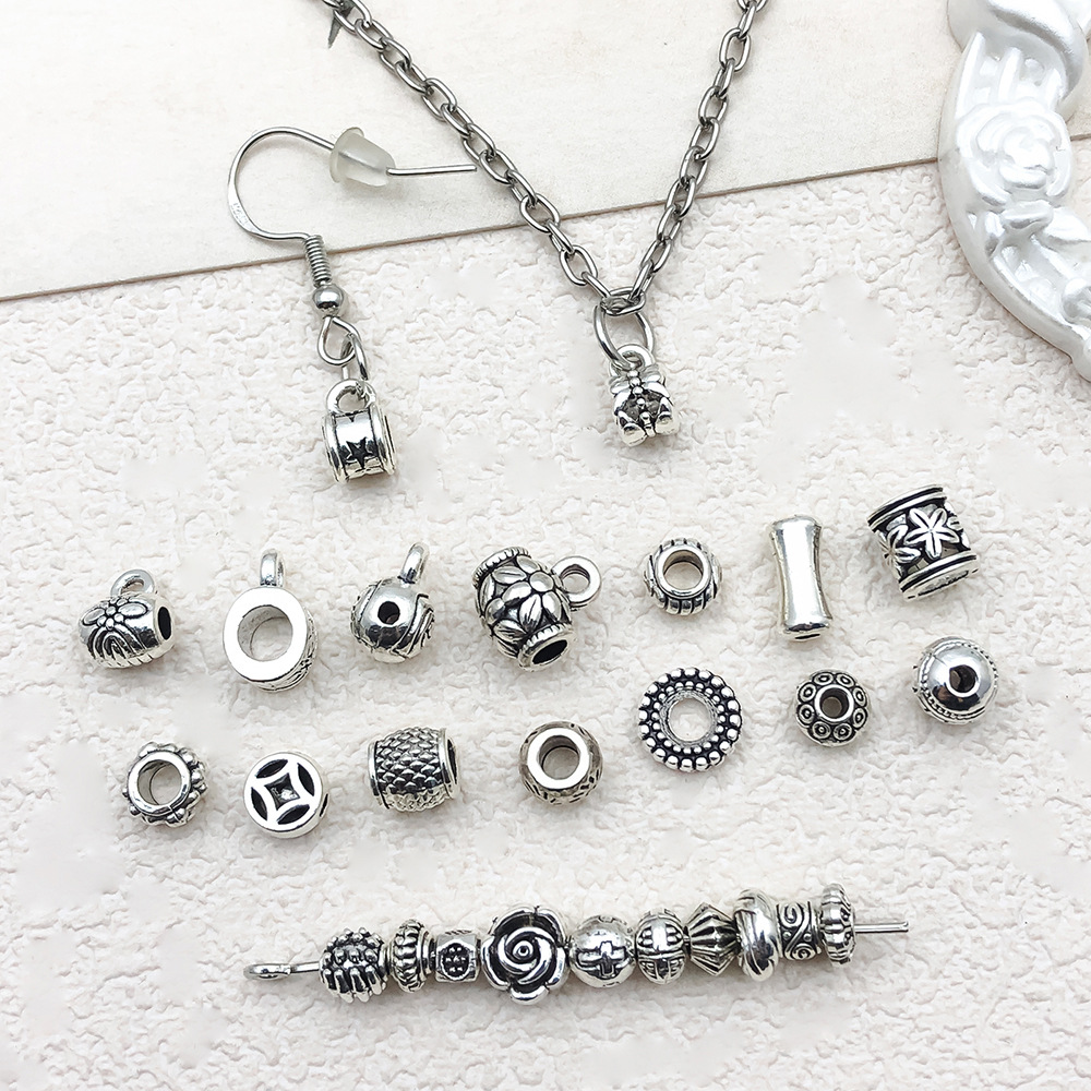 混26款藏银饰品配件吊坠花托隔珠DIY手链直管手工材料手链配饰详情12