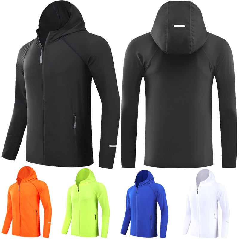 Men's and Women's Running Windbreaker Light Sports Jacket Wholesale Autumn Fluorescent Long Sleeve Casual Zipper Hoodie Quick Dry Jacket