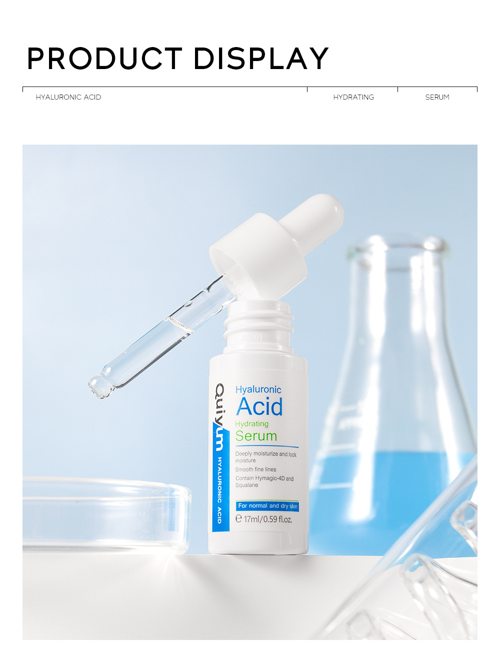 Cross-border QUIYUM Hyaluronic acid Essence, 17ml Hydrating, Moisturizing and Brightening Essence, factory wholesale in stock undefined