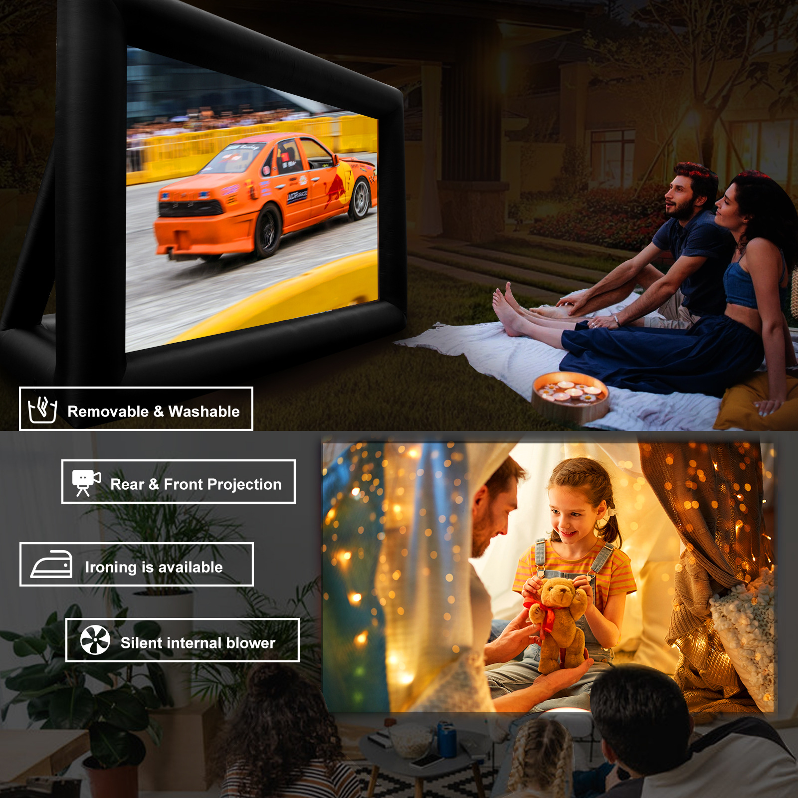 充气投影屏幕可移动充气投影屏幕户外便捷电影屏幕高清幕布