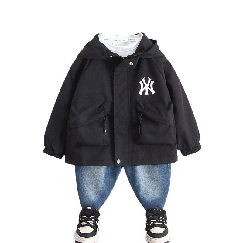 6064 Chaqueta con capucha de estilo occidental de otoño para niños 2024 Primavera y otoño Nuevo estilo para niños Chaqueta coreana para niños Ropa de otoño para bebés