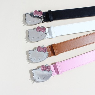 Millennium Spice Girls y2k Belt Hello Kitty Pink KT Cat Head Diamond Belt Cowgirl Accessories All-match Belt