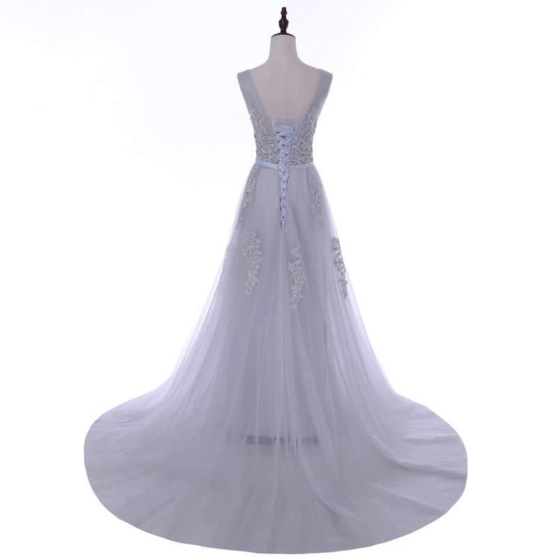 Vestido de Noche con Cuello en V para Mujer de Encaje Sin Mangas para Fiesta image 4