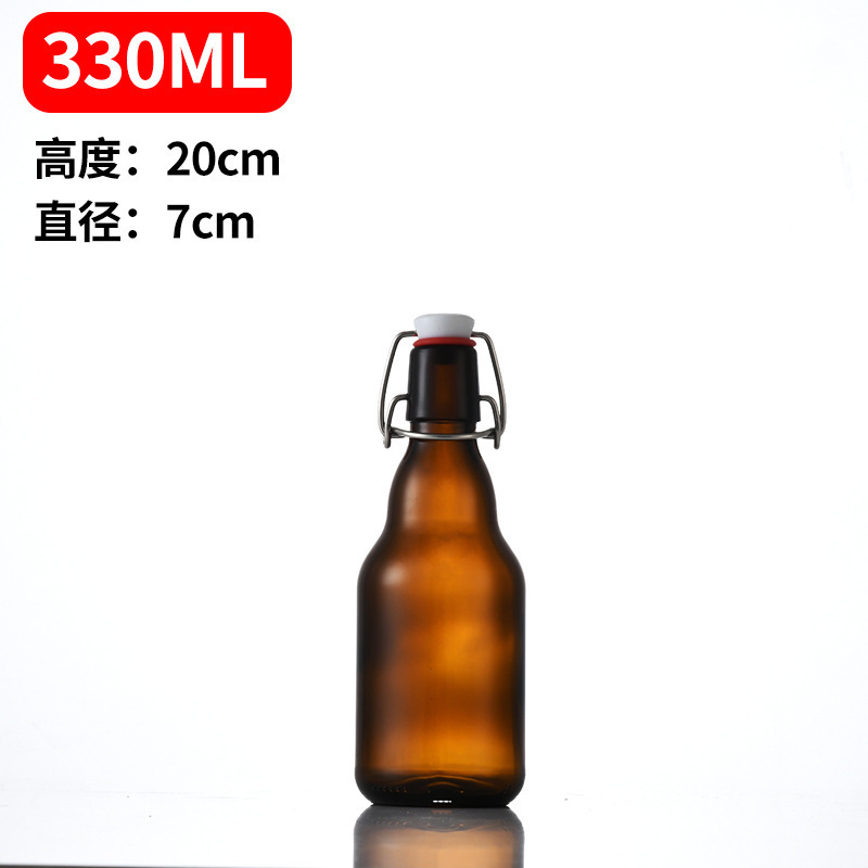 スナップオンガラス酵素ボトルスイングキャップジュースドリンクビールボトル茶色の厚みのある防爆果実酒ボトル 500 ミリリットル|undefined