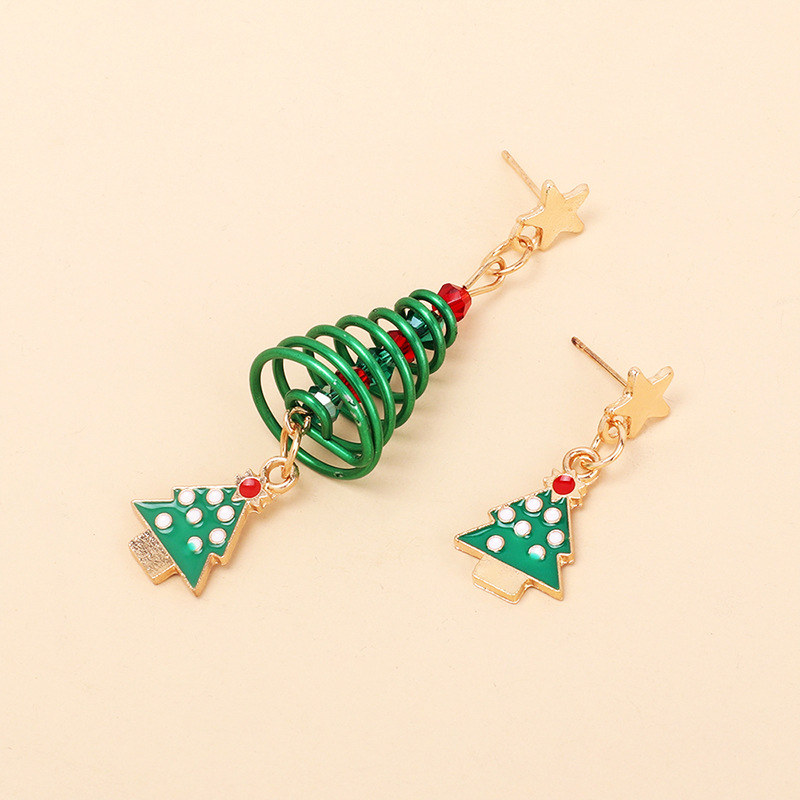 Fashion Personality Design Sense Asymmetric Christmas Earrings Combination Snowflake Christmas Tree Snowman Earrings display picture 3