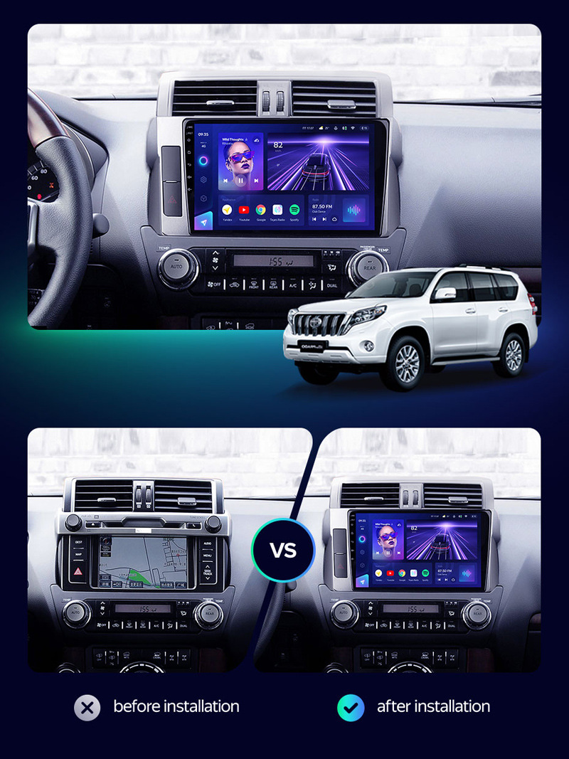Suitable for Toyota 14-17 Domineering Prado Android Large Screen Bluetooth Radio Gps Car Navigation All-In-One Machine