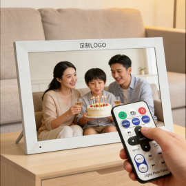 26新款15.6寸iPS高清数码相框1080P视频图片播放日历闹钟广告展示