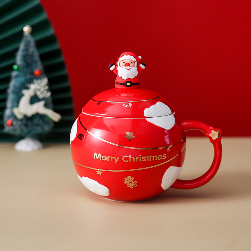 Creativo Navidad regalo Taza de cerámica Planeta de dibujos animados taza nórdica pareja taza de agua taza de café con tapa cuchara