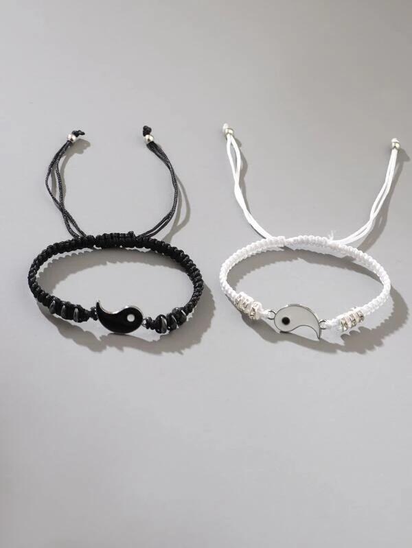 Ethnic Style Gossip Alloy rope Inlay Acrylic Bracelets 1 Set