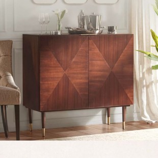 Nordic Solid Wood Wine Cabinet Wabi-Sabi Style Log Storage Cabinet Entrance Cabinet Living Room Tea Cabinet Simple Wall Storage Cabinet