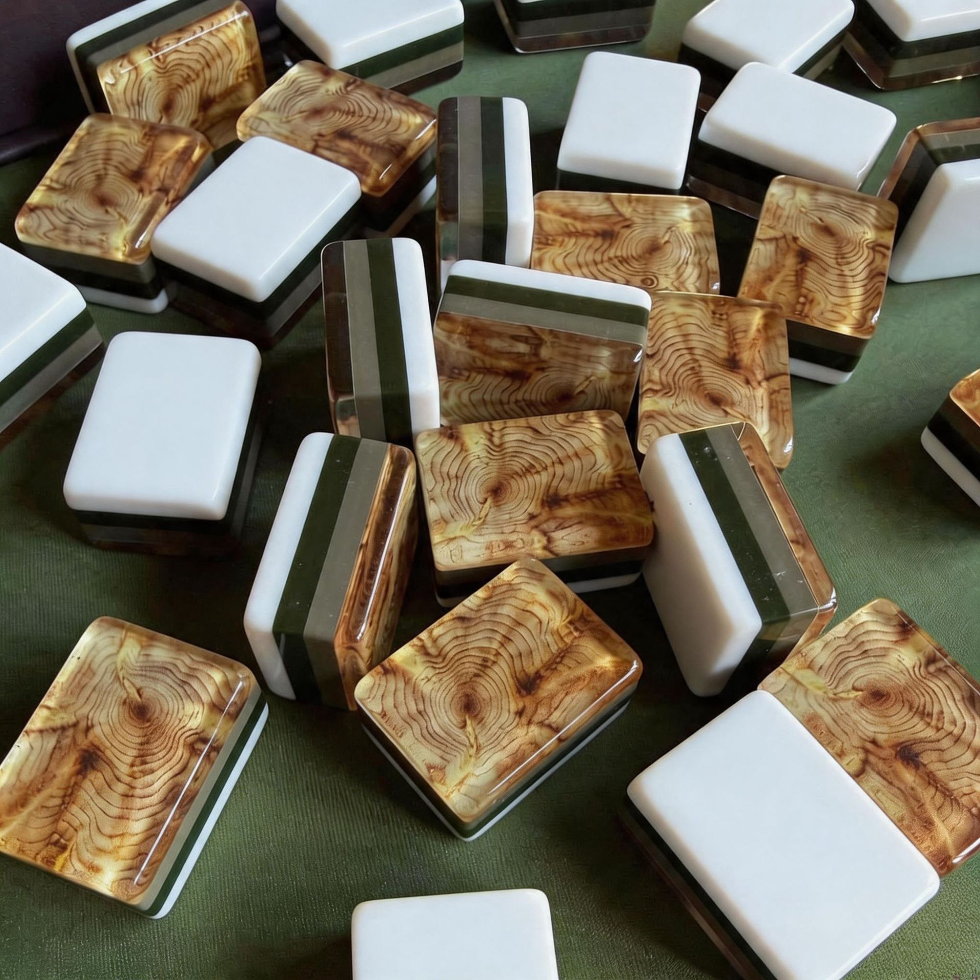 American-style cypress forest acrylic mahjong set with 160 tiles, home-use gift set with hand-cranked crystal tiles