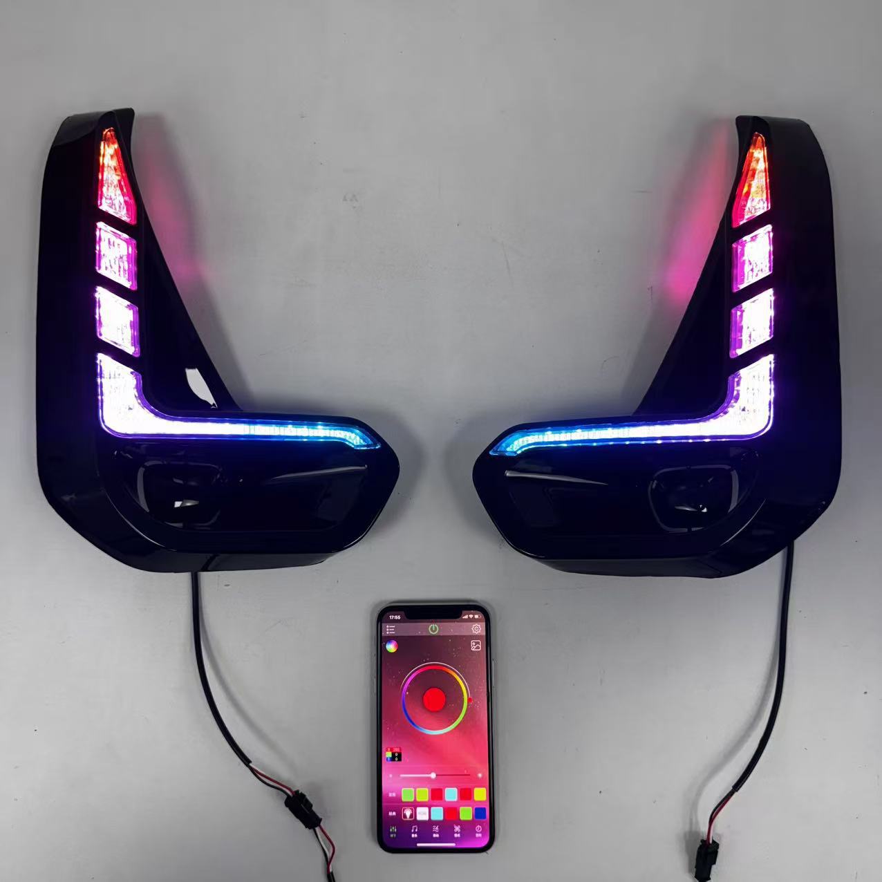 Suitable for Toyota 20 Hilux Low-Profile Fog Lamp Modified Front Led Daytime Running Light Rgb Mobile Phone Control Version