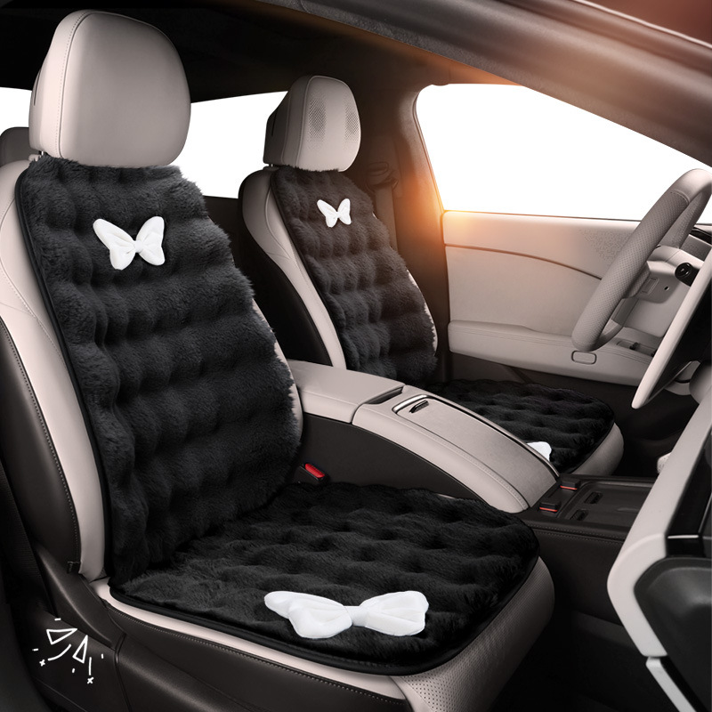 蝴蝶结泡泡绒冬季长毛绒汽车坐垫 适用于奥迪A3L A4L A5 A6L A7L