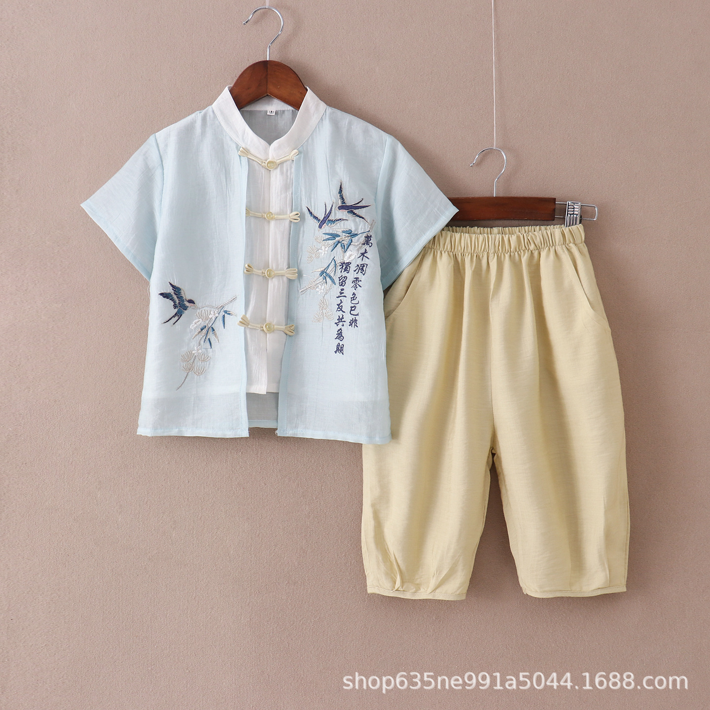 Boys' Summer Chinese Style Outfit, Traditional Tang Suit Hanfu for Older Children, Retro Ethnic Style Children's Clothing