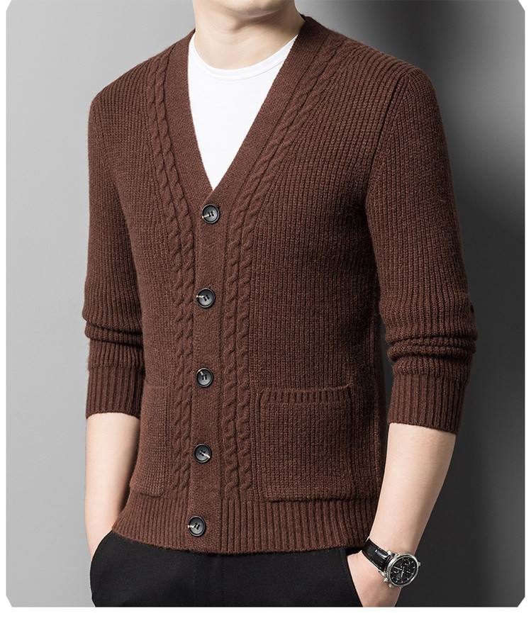 Otoño hombre suéter coreano chaqueta tendencia de cuello V hombre jersey cardigán de punto de color sólido casual jersey de punto