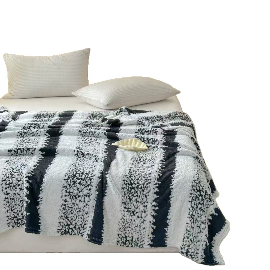 Nueva manta de rayas de copo de nieve de terciopelo jacquard catiónico, manta de sofá de cuatro estaciones, manta de siesta de oficina, manta de lana cálida y agradable para la piel