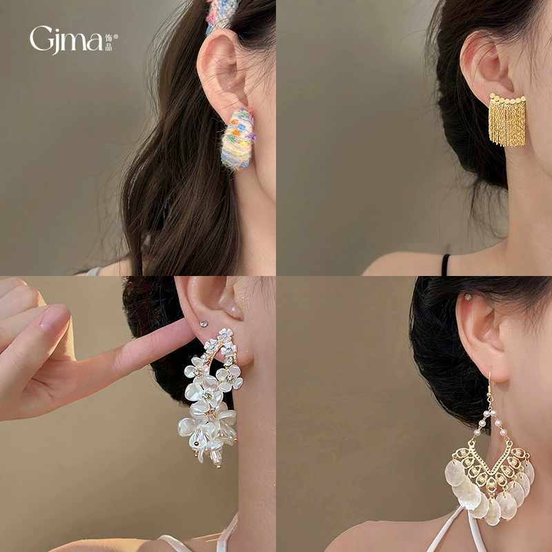 Серебряная игла, модные универсальные серьги из жемчуга, французский стиль, цветочный, стиль легкой роскоши, высокое качество продукции
