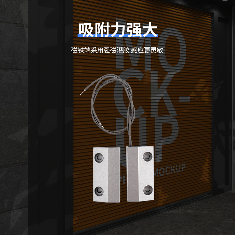 Iron door magnetic alarm sensor household switch cross-border wired anti-theft zinc aluminum alloy high decibel window impact suction