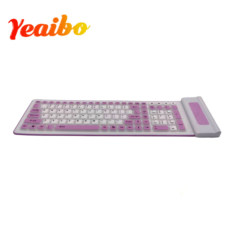 Tastiera wireless per ufficio e casa silenziosa per laptop desktop in silicone con 107 tasti colorati da 2,4 g_voghion.com