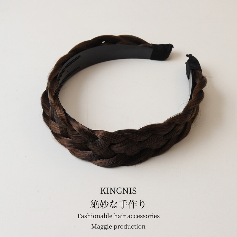魚の骨のお下げのカチューシャの女性の編み物のヘアピンの一体の麻の花のお下げのかつらのカチューシャの高頭の髪の束のカチューシャの飾り|undefined
