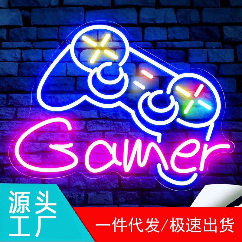 Game-themed neon lights with dimming function, USB powered, perfect as a decorative gift for game controllers.