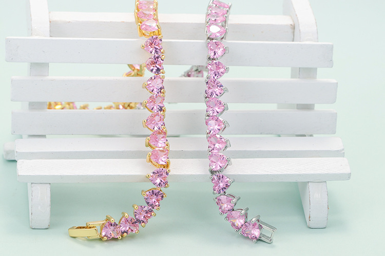 Bracelets Classification Fashion Geometric Copper Micro-set Pink Diamond Zircon Bracelet Female