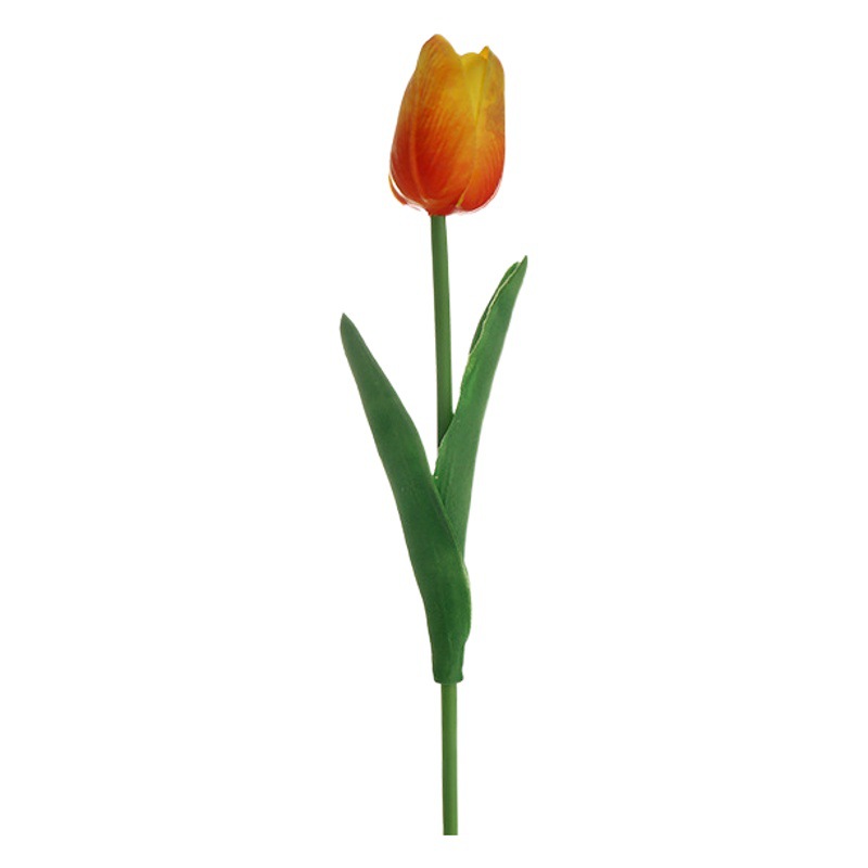 Fábrica de suministro directo planta Flor de seda artificial planta verde Venta caliente popular corto PU Tulipán decoración creativa flor sensación de la mano