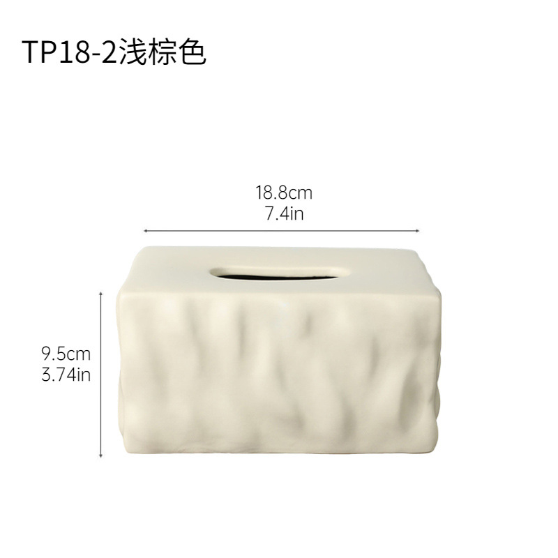 Caja de toallas de cerámica moderna y minimalista, mesa de té de sala de estar doméstica, caja de extracción de papel negra creativa, caja de extracción de papel de escritorio de alto valor de color