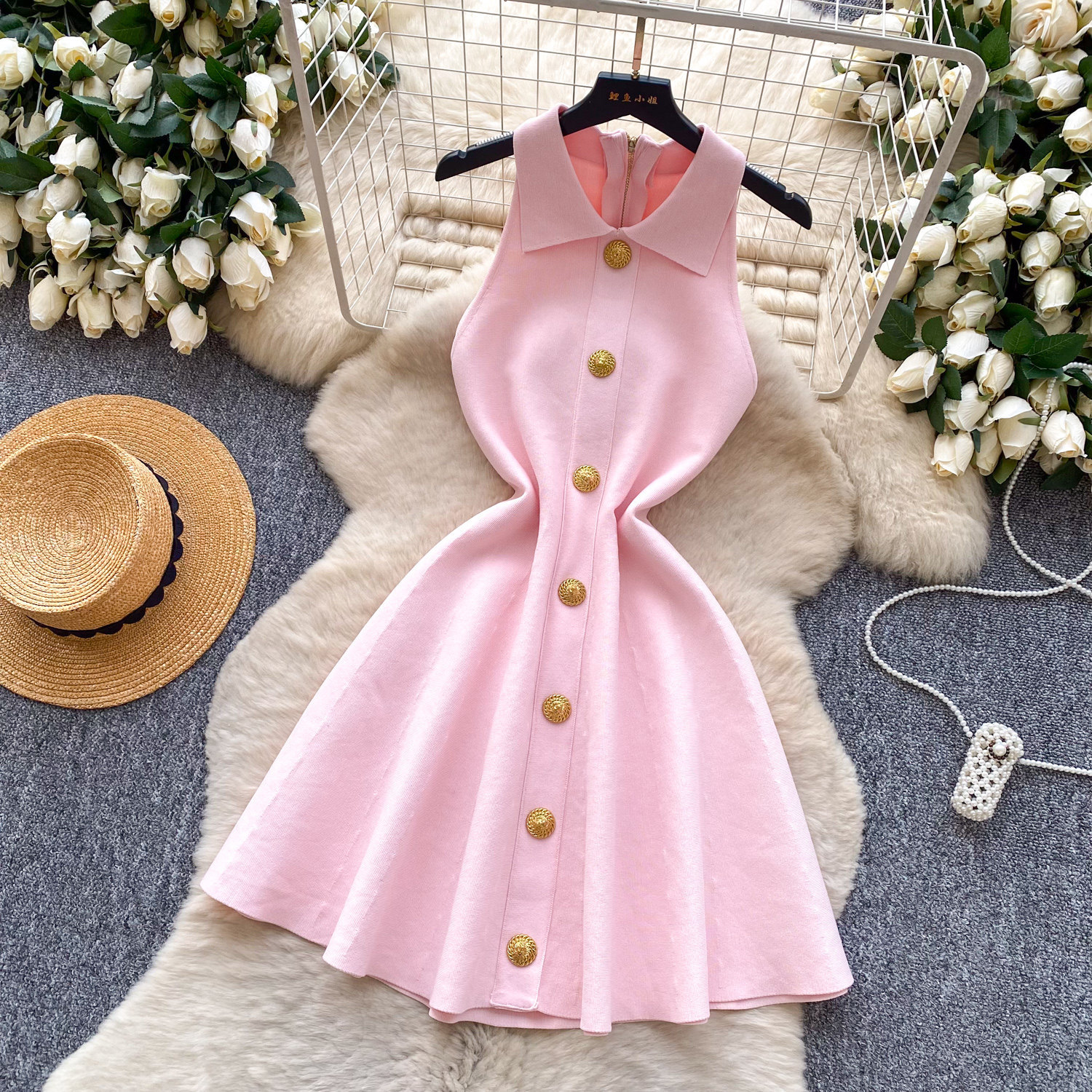 2026 Spring New Style Vest Knit Dress, Sleeveless, Waist Cinching, A Line Skirt, Suitable For Petite Figures, Perfect As An Inner Layer Dress_ecoleips.com