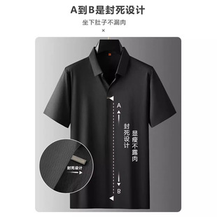 2025 Summer Men's Nylon Plus Size Business Casual Lapel Short Sleeve T-Shirt Dropshipping