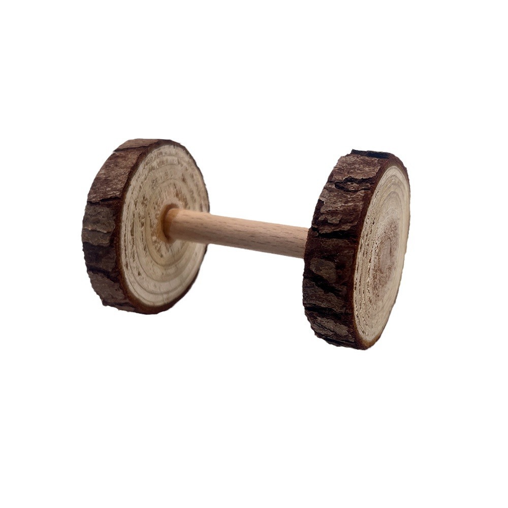 Amazon hámster cerdo holandés loro juguete de madera maciza pequeña mascota molar suministros hámster entrenamiento mancuerna juguete